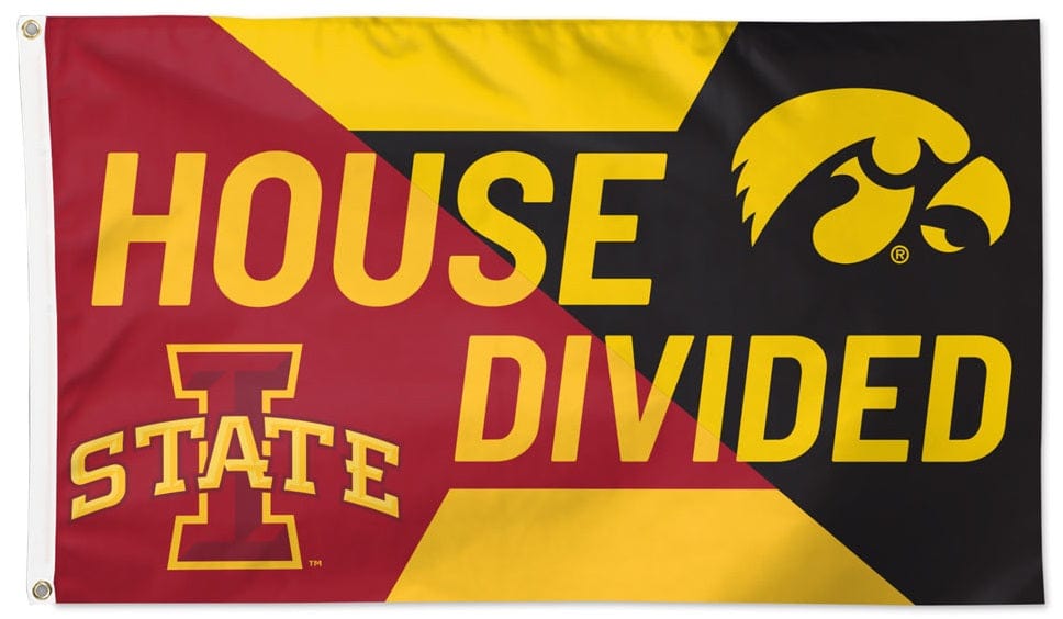 Iowa State vs Iowa Hawkeyes Flag 3x5 House Divided Rivalry heartlandflags