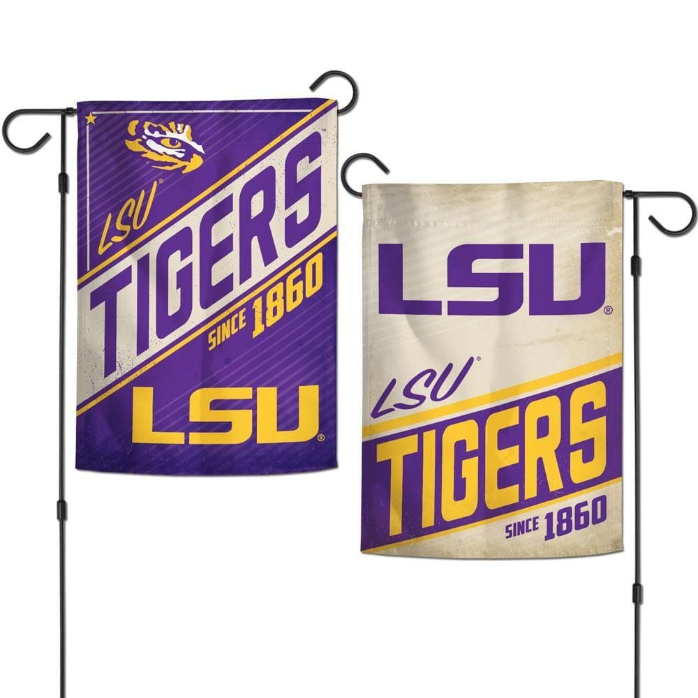 LSU Tigers Garden Flag 2 Sided Retro Logo heartlandflags