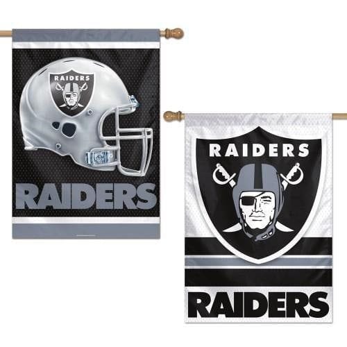 Las Vegas Raiders Flag 2 Sided Double Logo Vertical Banner heartlandflags