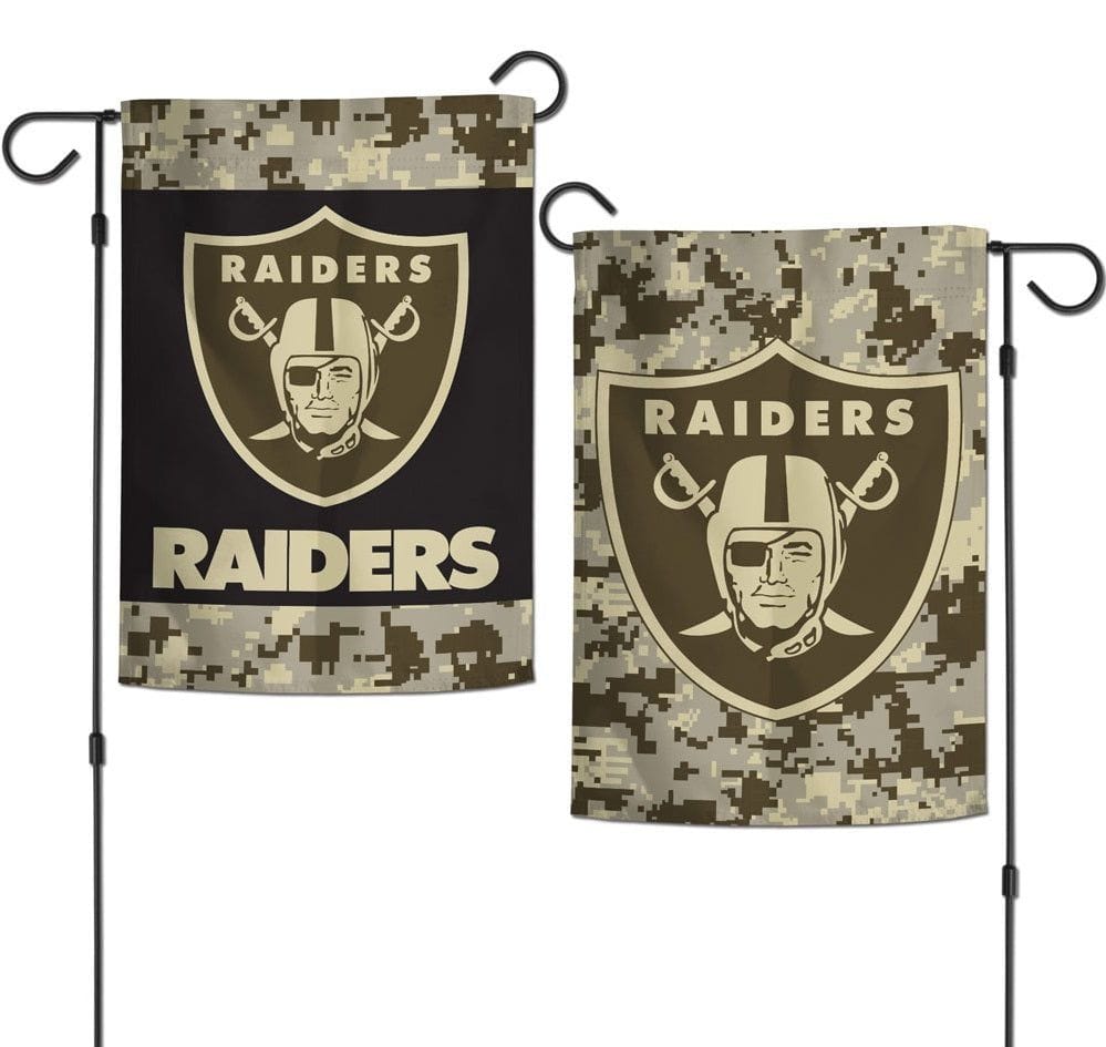 Las Vegas Raiders Garden Flag 2 Sided Camo Military Tribute heartlandflags