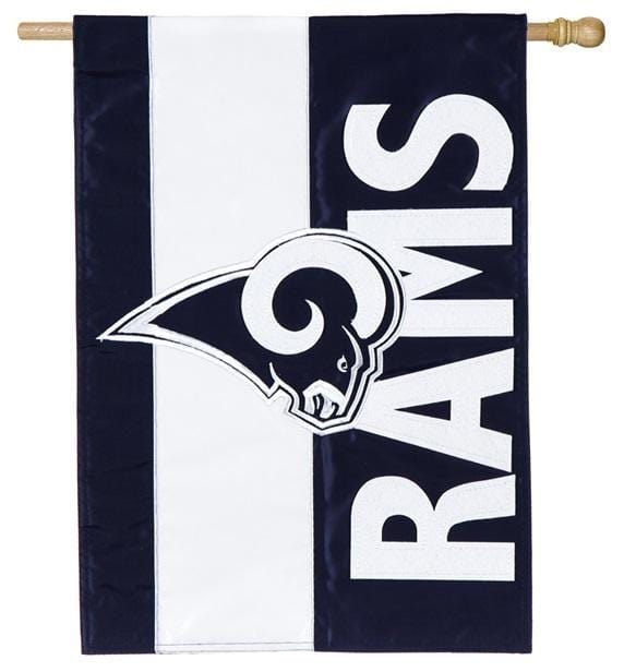 Los Angeles Rams Banner 2 Sided Embellished Applique House Flag heartlandflags