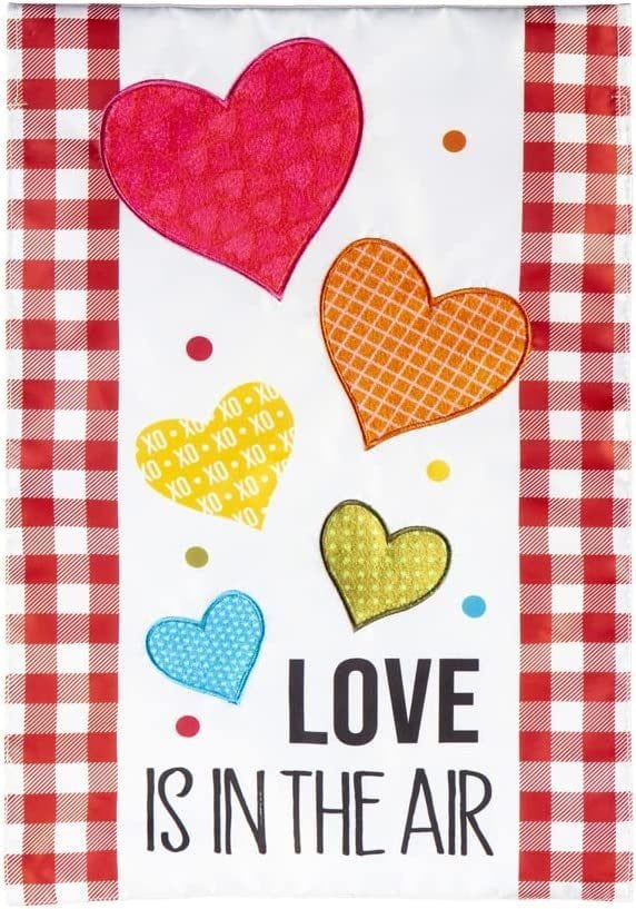 Love Is In The Air Valentine Garden Flag 2 Sided Applique heartlandflags