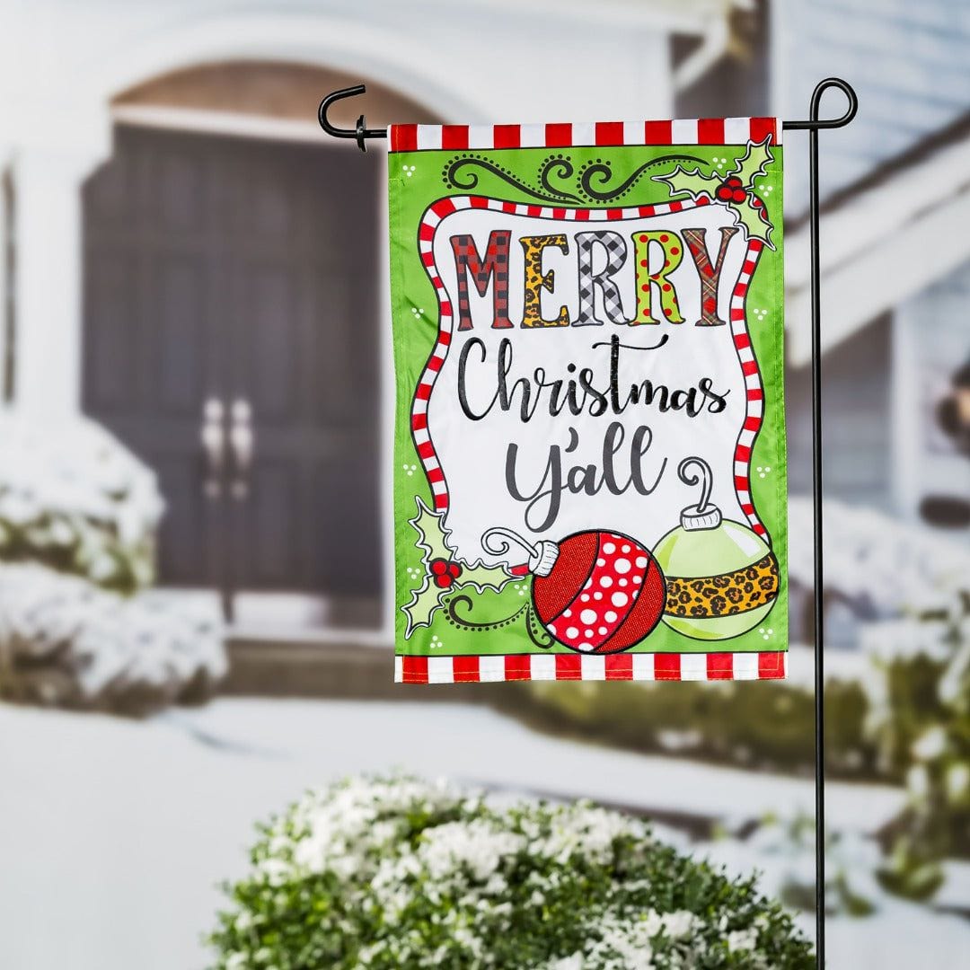 Merry Christmas Y'All Garden Flag 2 Sided Applique heartlandflags