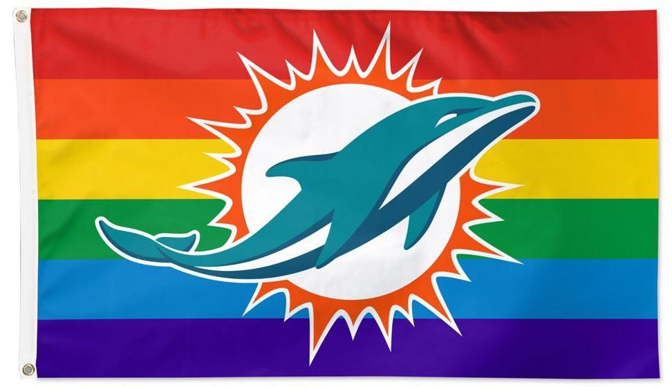 Miami Dolphins Flag 3x5 Pride Rainbow heartlandflags