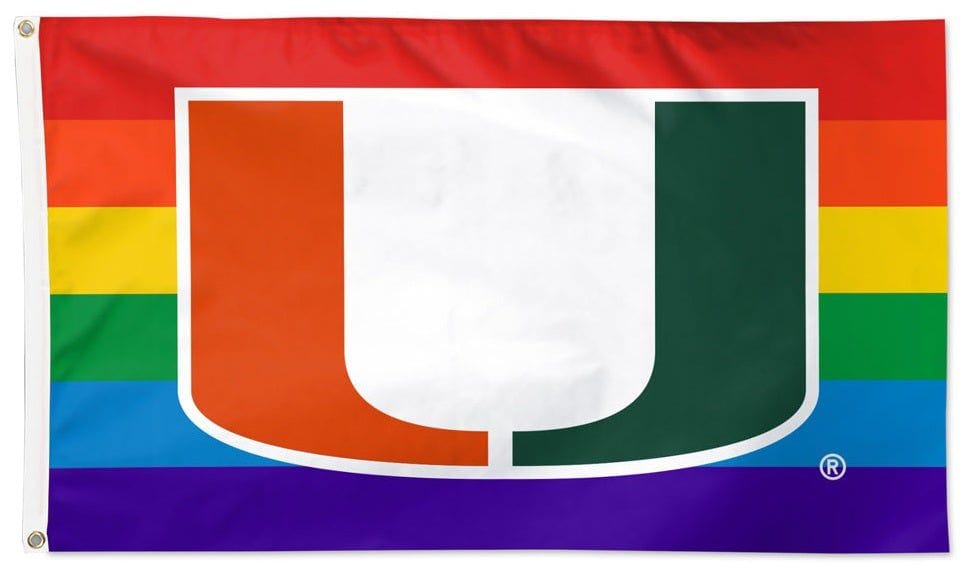 Miami Hurricanes Flag 3x5 Pride Rainbow heartlandflags