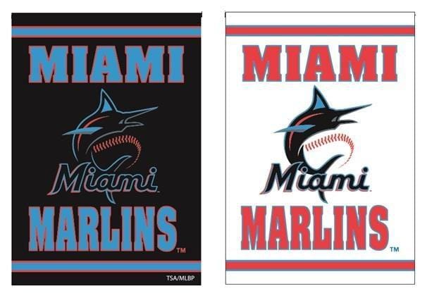 Miami Marlins Garden Flag 2 Sided Logo Black White heartlandflags