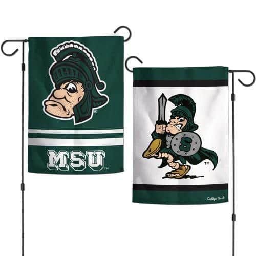 Michigan State Garden Flag 2 Sided Spartans Vintage Classic Logo heartlandflags