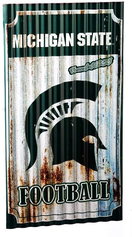 Michigan State Spartans Football Sign Metal Corrugated Vintage heartlandflags