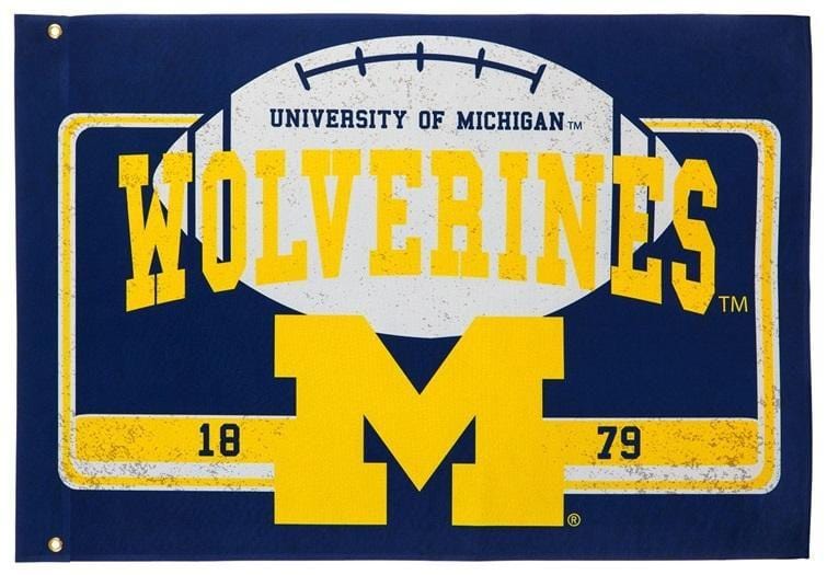 Michigan Wolverines Flag 2 Sided Football Logo heartlandflags