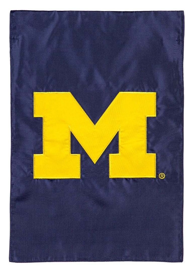 Michigan Wolverines Garden Flag 2 Sided Applique Logo heartlandflags