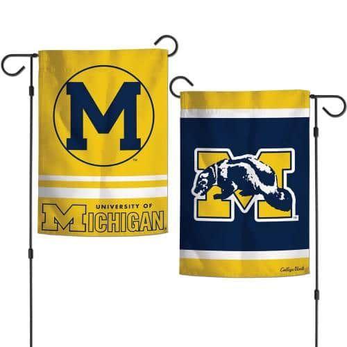 Michigan Wolverines Garden Flag 2 Sided Vintage Classic Logo heartlandflags