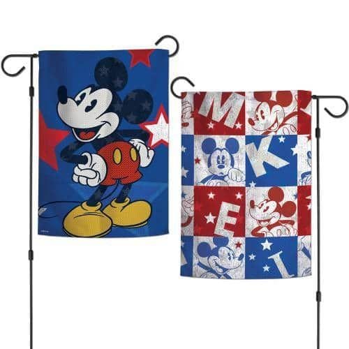 Mickey Mouse Patriotic Garden Flag 2 Sided Block Disney heartlandflags