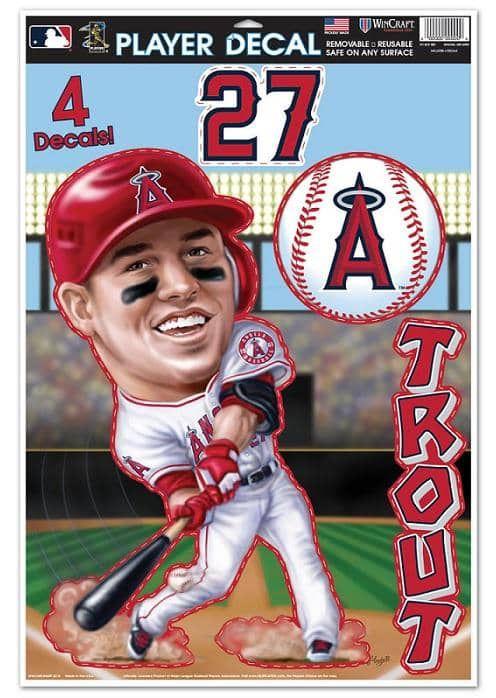 Mike Trout Ultra Cling Caricature Los Angeles Angels heartlandflags