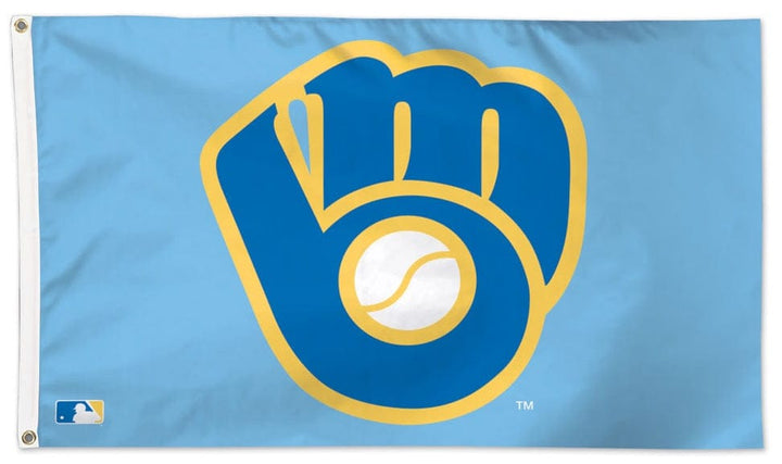 Milwaukee Brewers Flag 3x5 Throwback Glove Logo heartlandflags