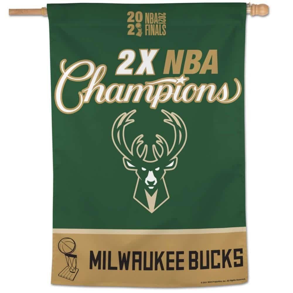 Milwaukee Bucks Flag 2X NBA Champions 2021 heartlandflags