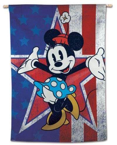 Minnie Mouse House Flag Disney Americana Patriotic Banner heartlandflags