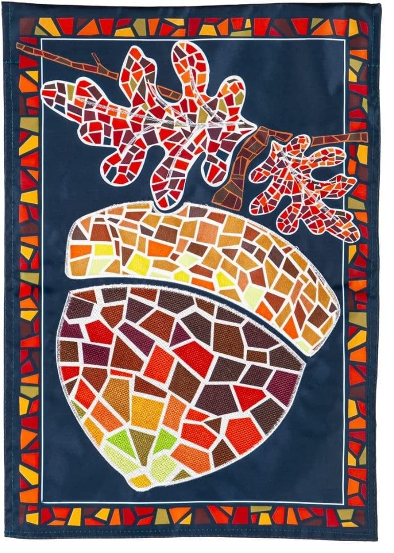 Mosaic Acorn Garden Flag 2 Sided Applique Fall heartlandflags