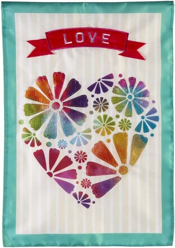 Multicolor Heart Valentine Garden Flag 2 Sided Applique heartlandflags