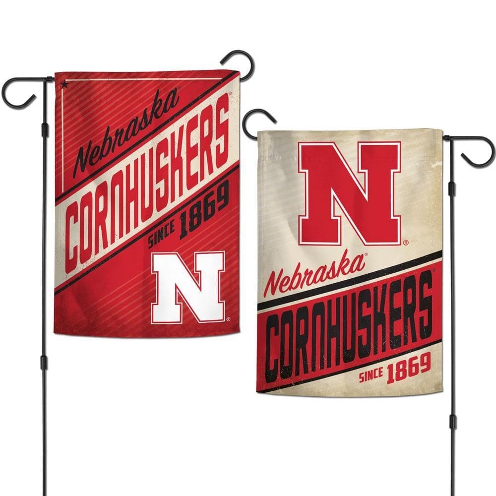 Nebraska Cornhuskers Garden Flag 2 Sided Retro Logo heartlandflags