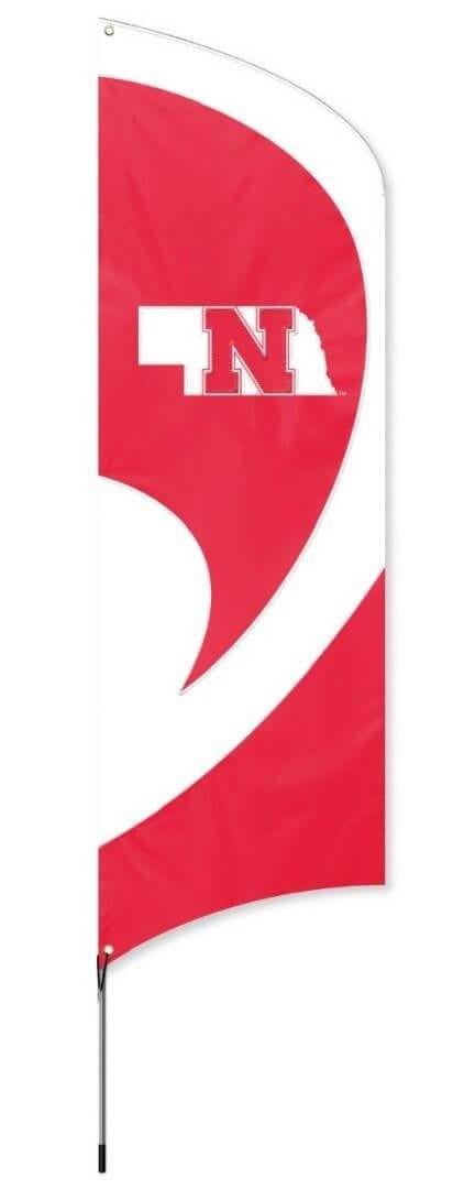 Nebraska Huskers Tall Team Feather Flag With Flagpole heartlandflags