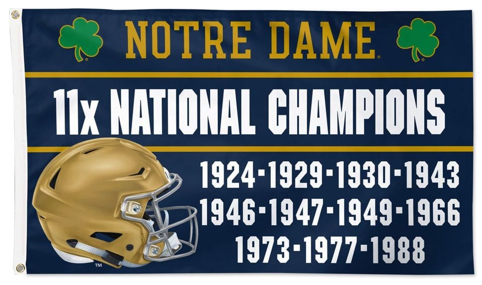 Notre Dame Flag 3x5 11x National Champions Football heartlandflags