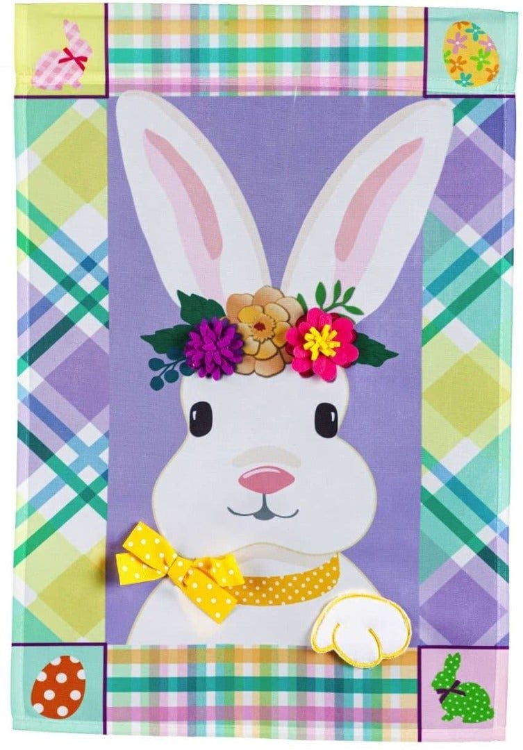 Patterned Border Bunny Easter Garden Flag 2 Sided heartlandflags