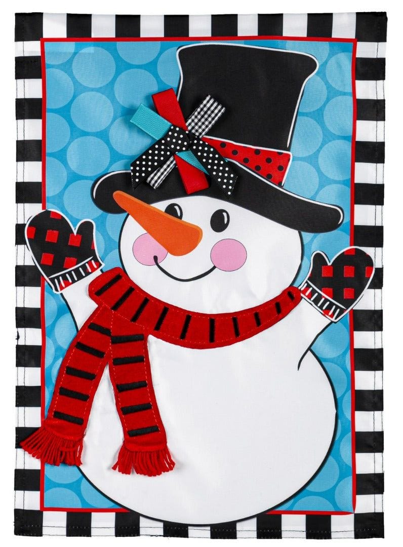 Patterned Snowman Winter Garden Flag 2 Sided Applique heartlandflags