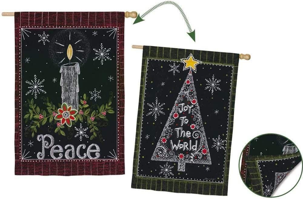 Peace Candle 2 sided Christmas Flag Joy To The World Banner heartlandflags