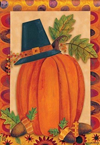 Pilgrim Pumpkin Garden Flag 2 Sided Thanksgiving heartlandflags