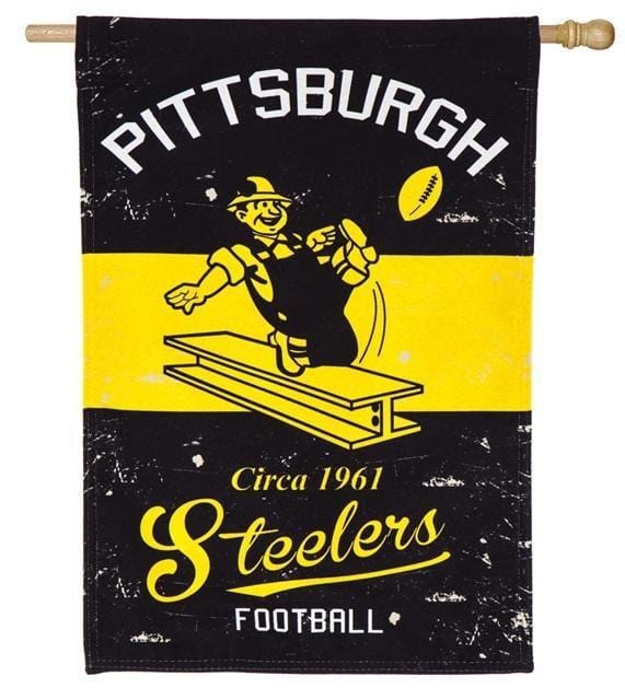 Pittsburgh Steelers Flag Vintage Logo 2 Sided House Banner heartlandflags