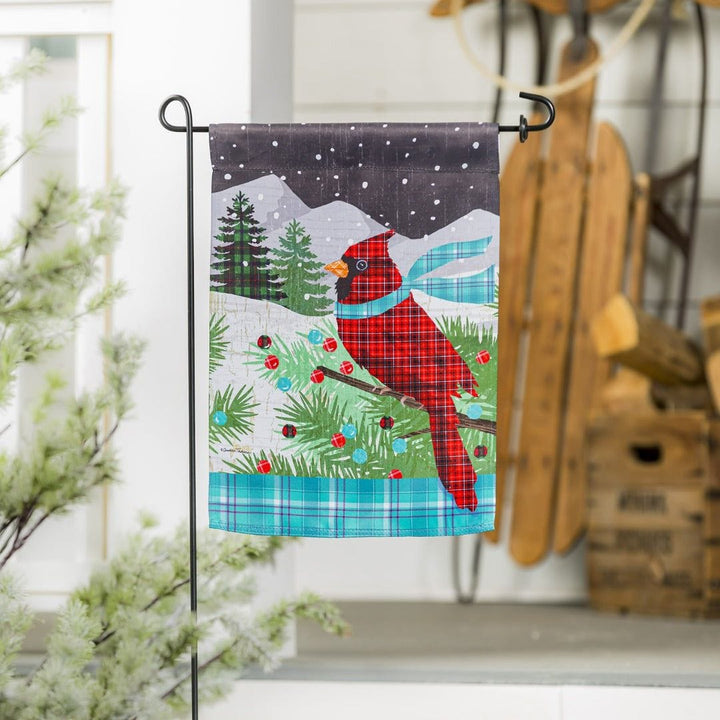 Plaid Cardinal Winter Garden Flag 2 Sided Decorative heartlandflags
