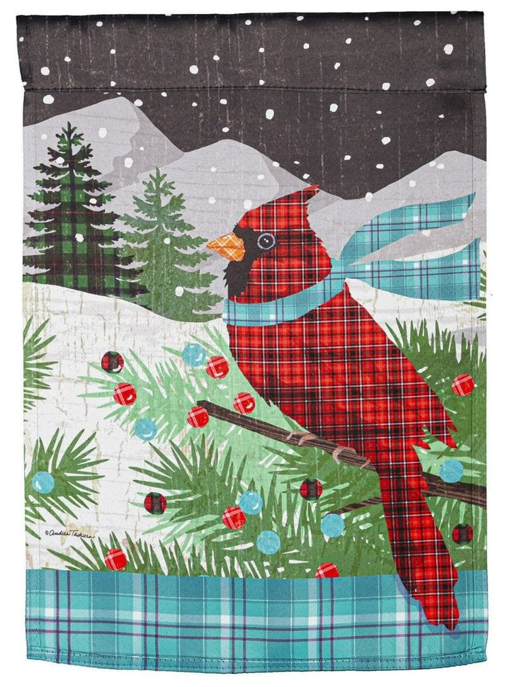 Plaid Cardinal Winter Garden Flag 2 Sided Decorative heartlandflags