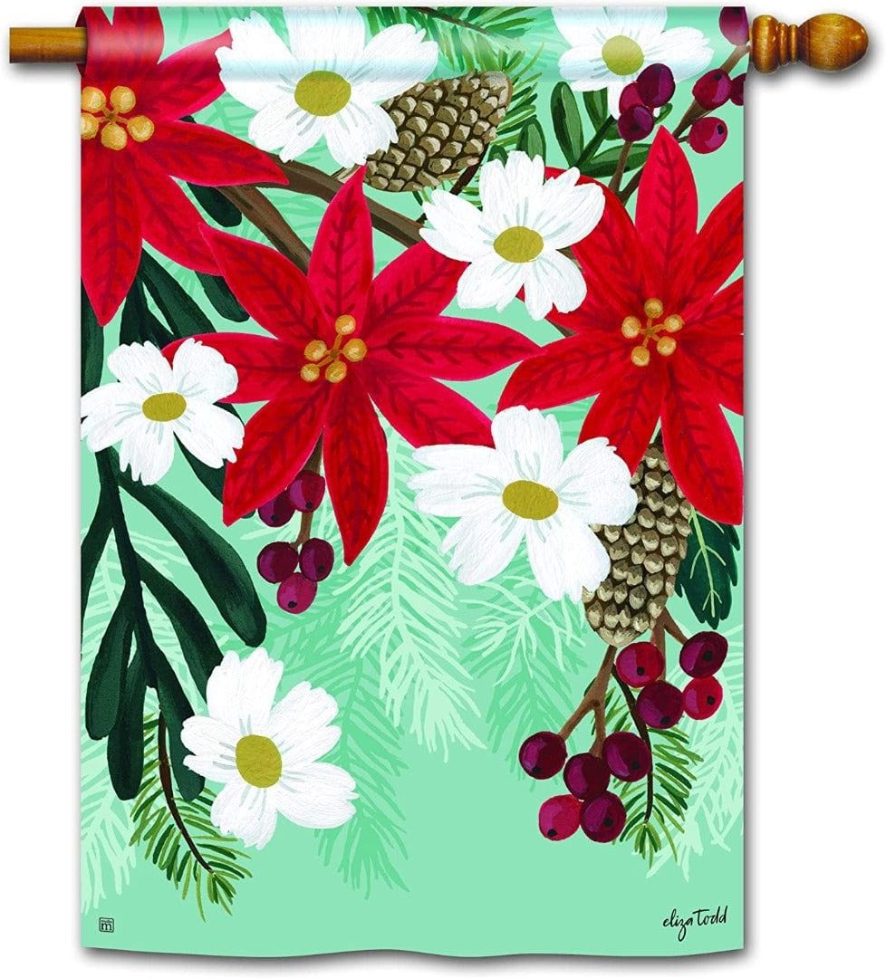 Poinsettia Bloom Flag 2 Sided Decorative Banner heartlandflags