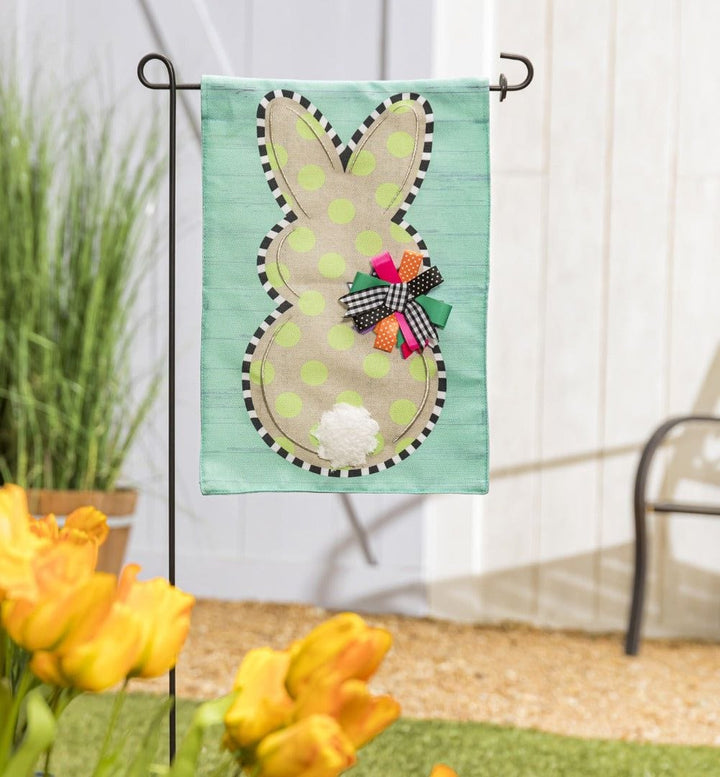 Polka Dot Bunny Easter Garden Flag 2 Sided Burlap heartlandflags