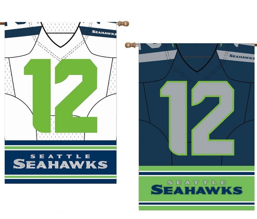 Seattle Seahawks Flag 2 Sided Foil Jersey Vertical Banner heartlandflags