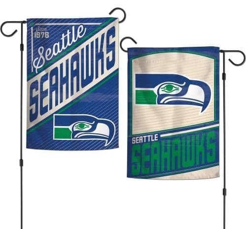 Seattle Seahawks Garden Flag 2 Sided Retro Classic Logo heartlandflags