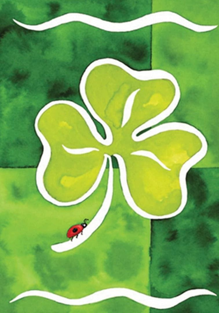 Shamrock and Ladybug Flag 2 Sided St Patricks heartlandflags