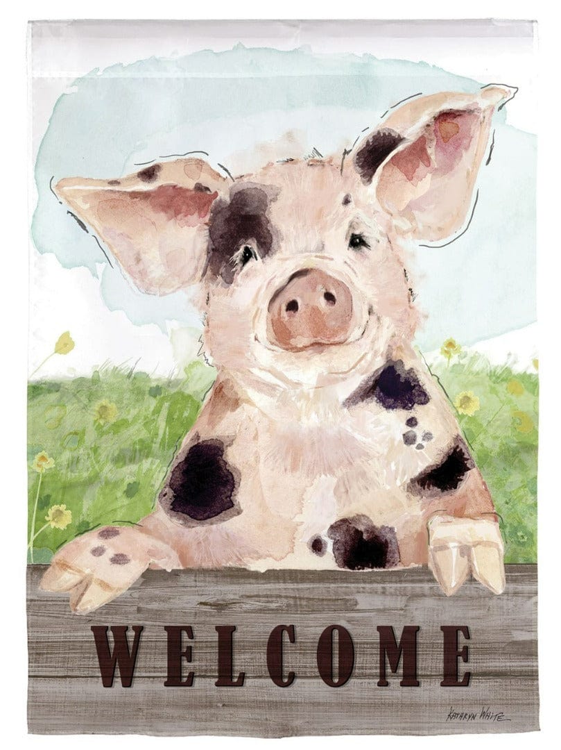 Spotted Pig Garden Flag 2 Sided Welcome heartlandflags