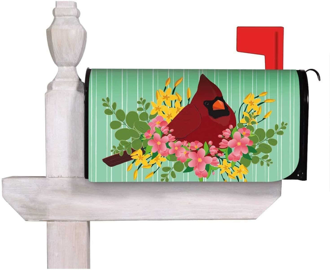 Spring Floral Cardinal Magnetic Mailbox Cover heartlandflags