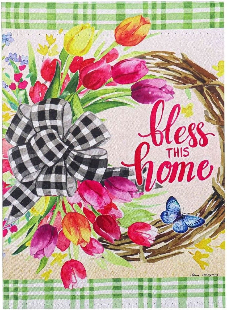Spring Florals Wreath Flag 2 Sided Decorative Banner heartlandflags