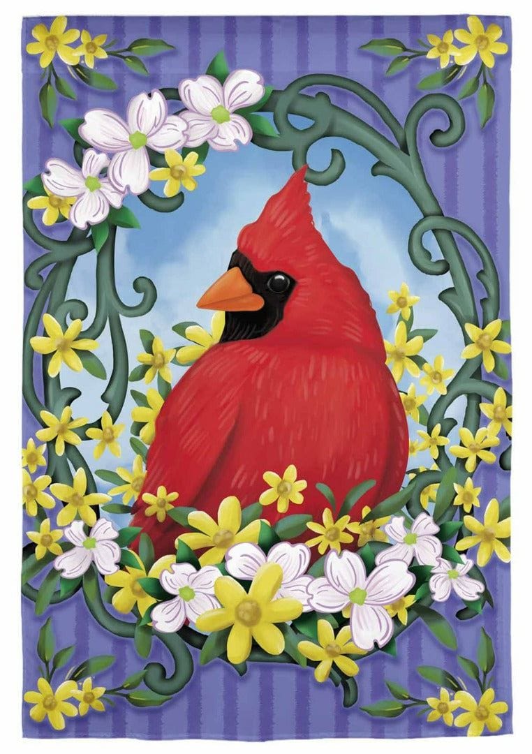 Springtime Cardinal Garden Flag 2 Sided heartlandflags