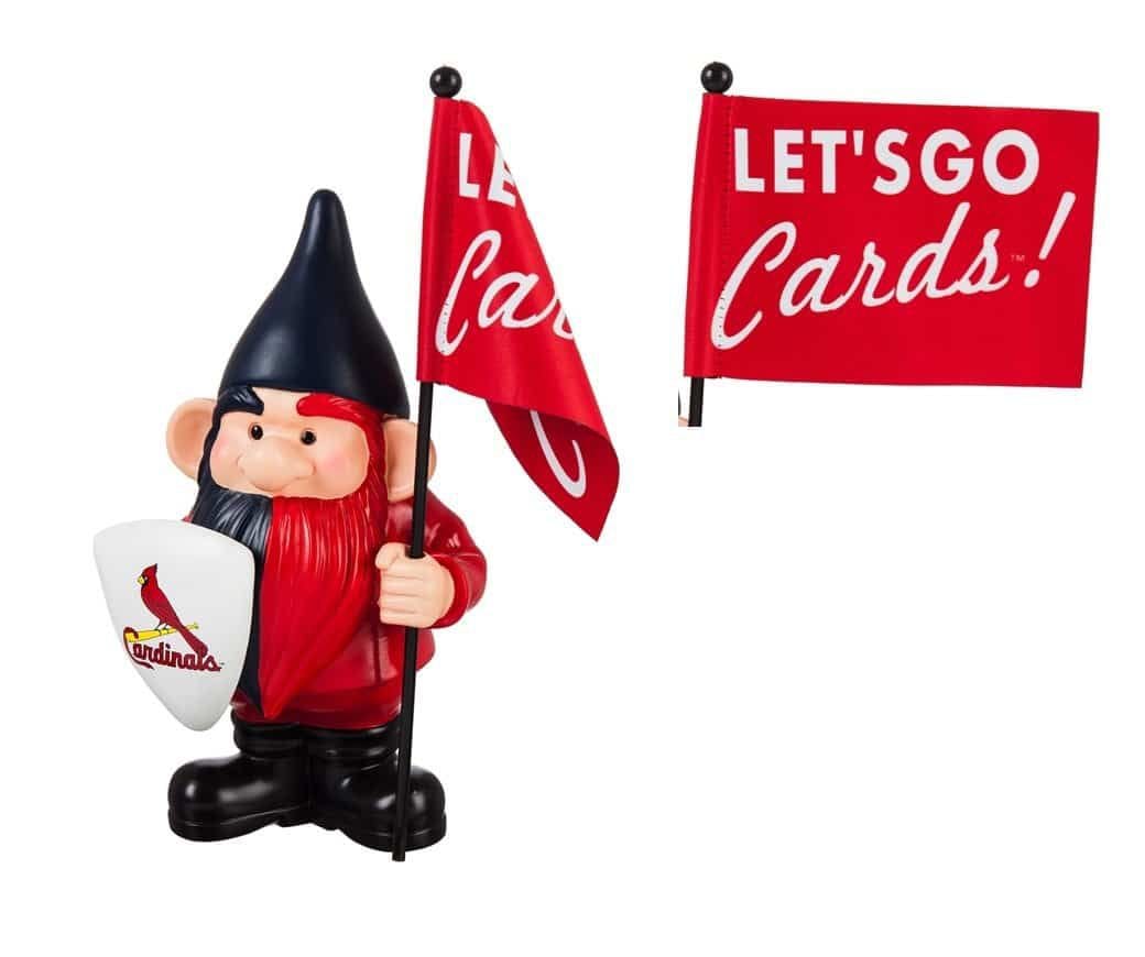 St Louis Cardinals Gnome with Flag Let's Go Cards heartlandflags