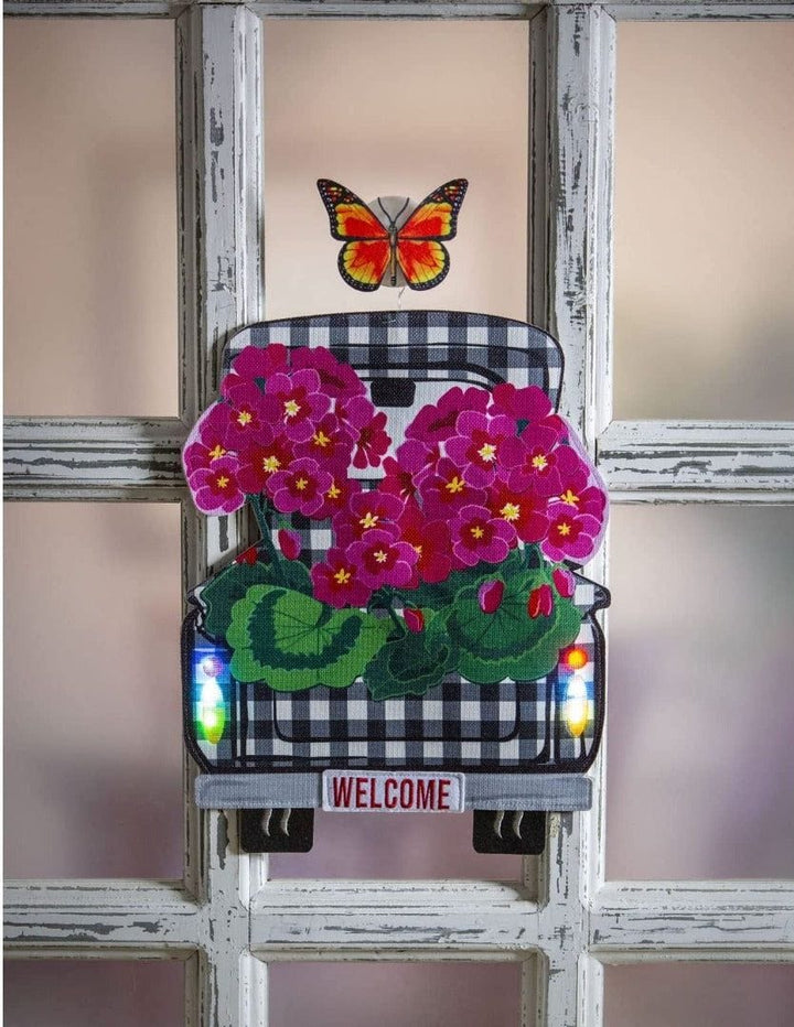 Summer Geranium Truck LED Window Decoration heartlandflags