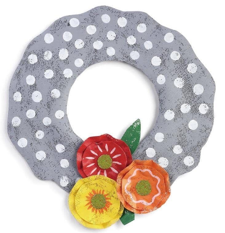 Summer Peri Woltjer Grey Polka Dot Wreath with Flowers Door Decoration heartlandflags