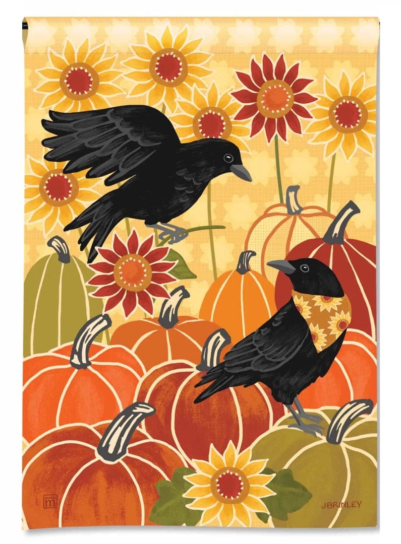 Sunflower Crows Garden Flag 2 Sided Fall Autumn heartlandflags