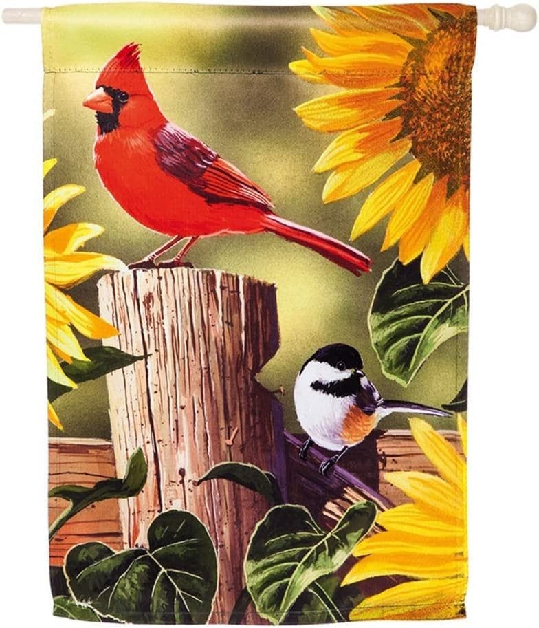 Sunflowers and Songbirds Flag 2 Sided Decorative Banner heartlandflags