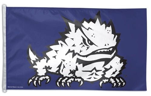 TCU Horned Frogs Flag 3x5 Logo D-Rings Purple heartlandflags