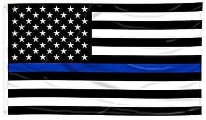 Thin Blue Line US Flag 3x5 Police Support Black White heartlandflags