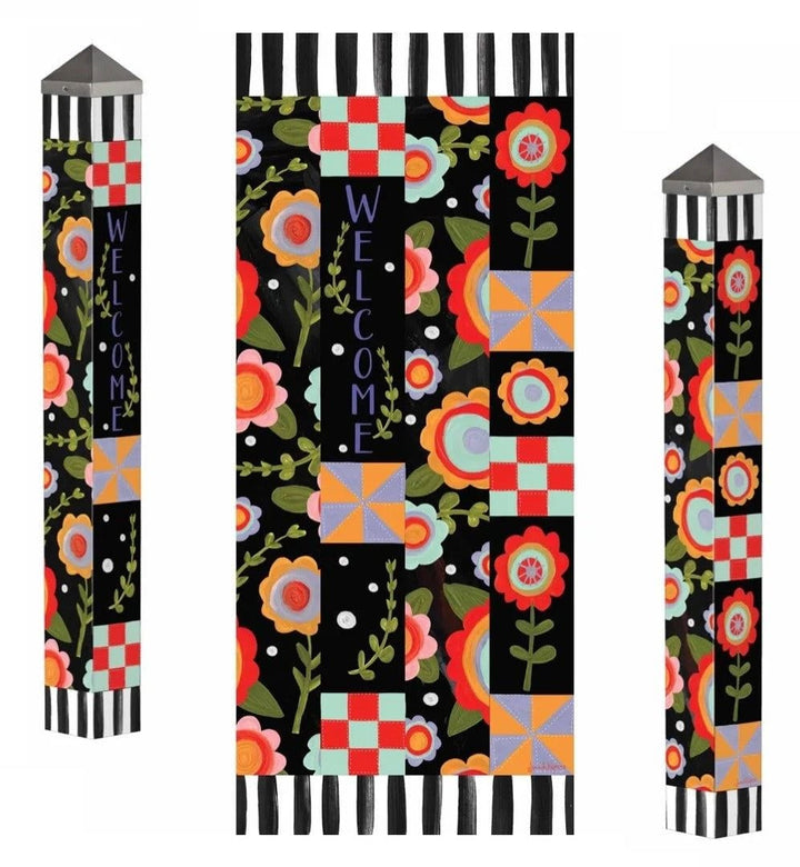 Tossed Flowers Art Pole 40 Inches Tall Welcome Jennifer Heynen heartlandflags