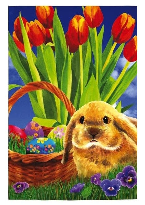 Tulips and Bunny Garden Flag 2 Sided Decorative heartlandflags
